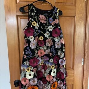 G&D Floral Embroidered Mini Dress - Black and Multicolor